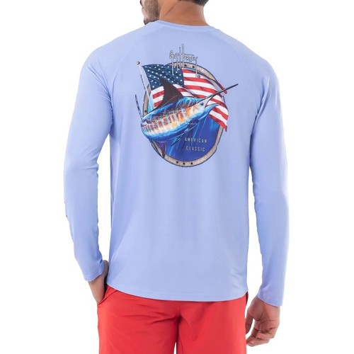Chemise De Pêche Homme Guy Harvey SPF30 - Taille L - Manches Longues - Bleu - État Correct