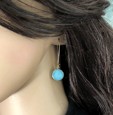 Classic, Forever Style gold plated earwire with Blue glass earring made in USA