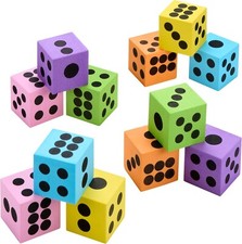 Neon Big Foam Dice Set - 48-Pack, and Colorful Dice