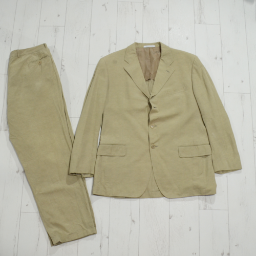 Vintage Luxury Salvatore Ferragamo Suit Silk Linen Size 54 Classic Mens Tailored