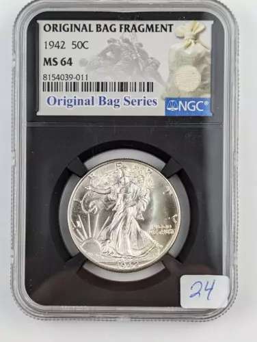 1942 Walking Liberty Silver Half Dollar - MS64 NGC Original Bag Relic Label