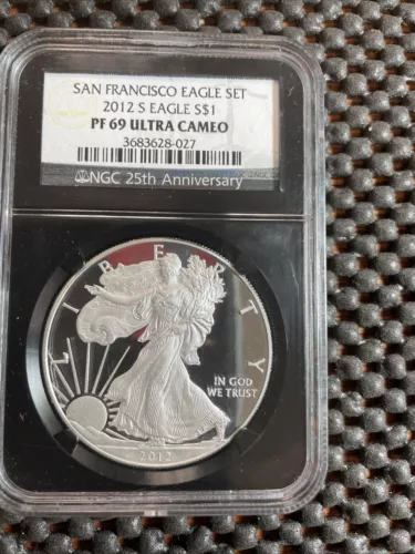 2012 W PROOF SILVER EAGLE NGC PF69 ULTRA CAMEO 25th Anniversary holder