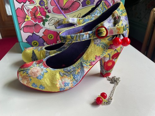 Scarpa nuova con scatola licenza poetica giallo rosso blu floreale velluto taglia 5 2016 - Foto 5 di 18