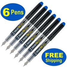 Pilot Precise Varsity 90011 Disposable Fountain Pen, Blue Ink, Pack of 6 Pens