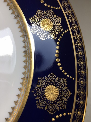 (6) Hutschenreuther Bavaria Cobalt, Gold Encrusted & Beaded 11 In. CABINET PLATE - Picture 3 of 11
