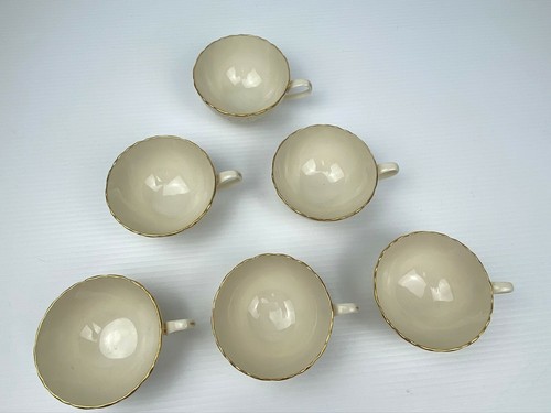 LENOX Gaylord Teacups / 6 Cups Total / Made in U.S.A. / Gold Rim & Yellow Flower - Picture 2 of 8