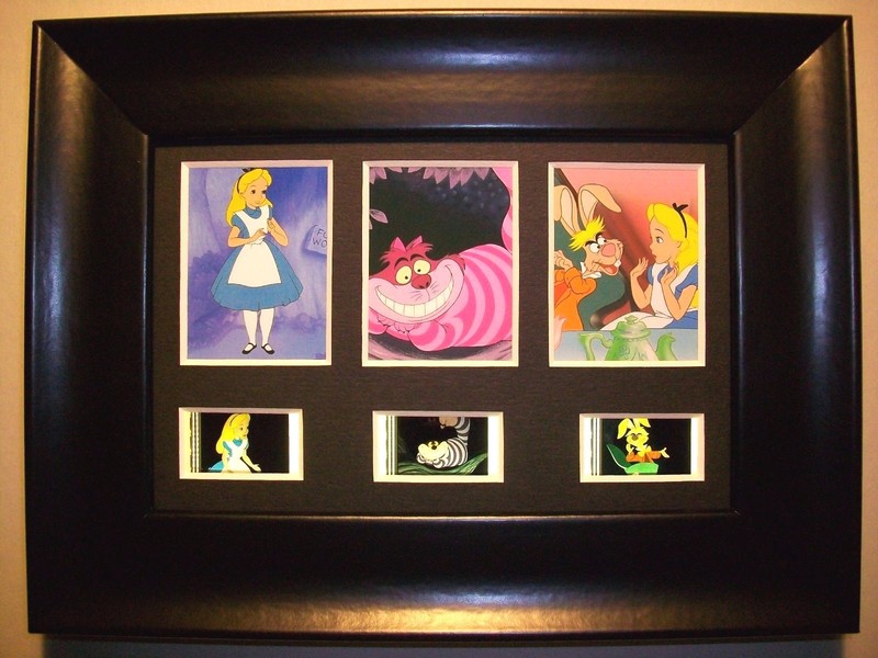 ALICE IN WONDERLAND Framed Trio Movie Film Cell Memorabilia - Compliments poster