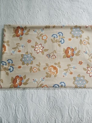 Vtg Waverly Stencil Basket Companion Colonial Fabric Brown Blue Rust Floral 