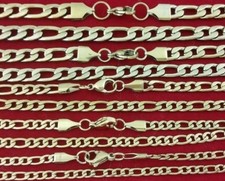 10k Gold Clad Stainless Steel 316L Figaro Link Rope Chain Choker Necklace w/ Box