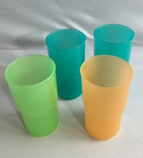 Tupperware 2412B 12oz Tumblers Set of 4 Mixed Colors Stackable Drinking Cups