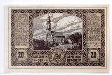 1920 Austria Bergheim Notgeld 20 Heller Note (829)
