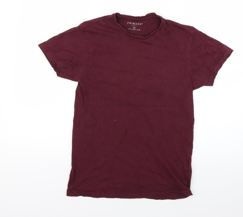 Primark Herren lila Baumwolle T-Shirt Größe XS runder Ausschnitt