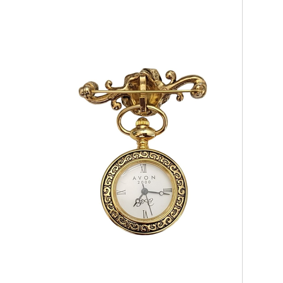 Avon 2000 President's Club Gold Tone Rose Bar Dangling Watch Fob