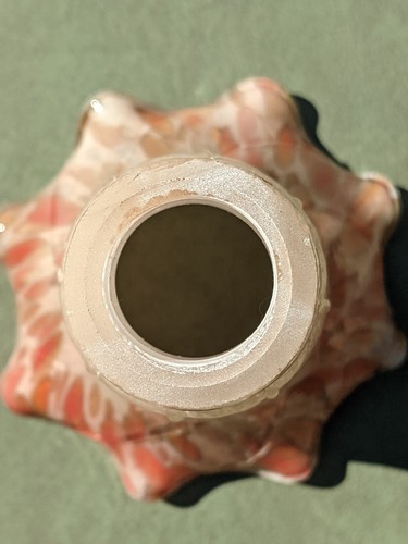 Trumpet Lily Glass Lampshade: Pink Orange Splattered Cased Glass Tiffany Style - Picture 19 of 24