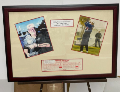 Framed Golf Memorablila PGA  Billy Casper and Bob Charles 29X20 framed photos