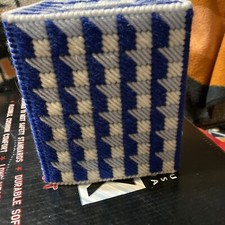 Handmade Plastic Craft Tissue Box Cover Blue And White