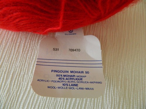 Yarn Pingouin MOHAIR Mohair Acrylic Laine Red Double Knitting Made In France - Picture 3 of 8