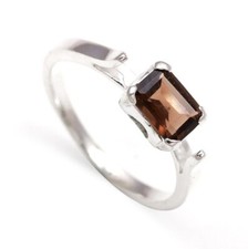 Smoky Quartz Octagon Shape Handmade Ring 925 Sterling Silver Lightweight Jewelry