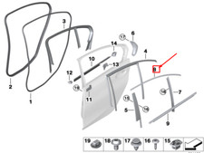 BMW 3 G20 T�rverkleidung oben hinten rechts Fensterrahmen 51337465172