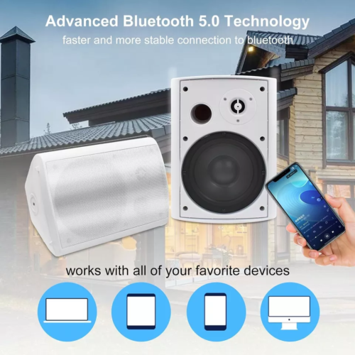 Herdio 2X400W Outdoor Bluetooth Speakers Wall Mounted PatioLoudspeakerWaterproof - Picture 4 of 30