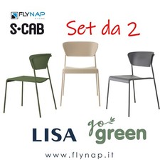 SCAB DESIGN SET DA 2 SEDIA CASA BAR LIVING PRANZO LISA TECNOPOLIMERO GO GREEN