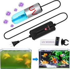 Aquarium Clean Light，3W Mini UV Sanitizer Submersible Light with Timer,Aquarium