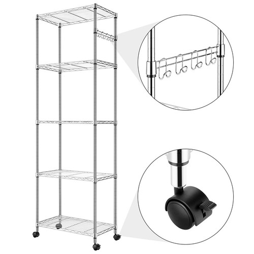 Heavy Duty 5/6 Tier Wire Shelving Unit Garage Storage Rack Unit Kitche Office UK - Picture 14 of 56