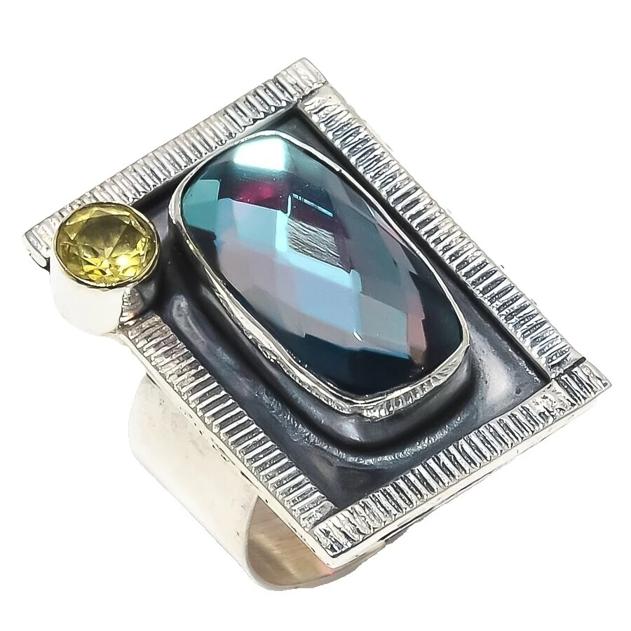 Silver Plated Mystic Topaz 9 Ring Fashion Rings
