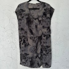 AMERICAN VINTAGE Silk Dress Size Medium Boho Knot Front Boxy V Neck