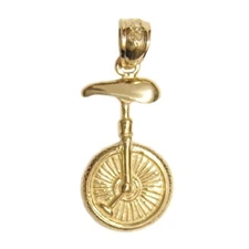 New 14k Gold Unicycle Charm Pendant