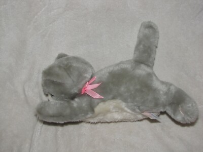 Playtime Kitties 1994 Tyco Moves Meows Stuffed Plush Gray White Cat Pepper