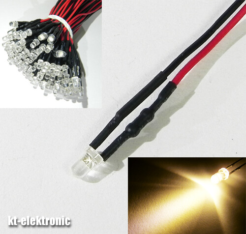 1,8mm 2mm 3mm 5mm 12V LED mit 20cm Kabel AUSWAHL  klar matt auto RGB UV - Bild 27 von 60