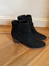 Black faux suede ankle boots Size 5 /38 fabulous footwear by George Cuban heel