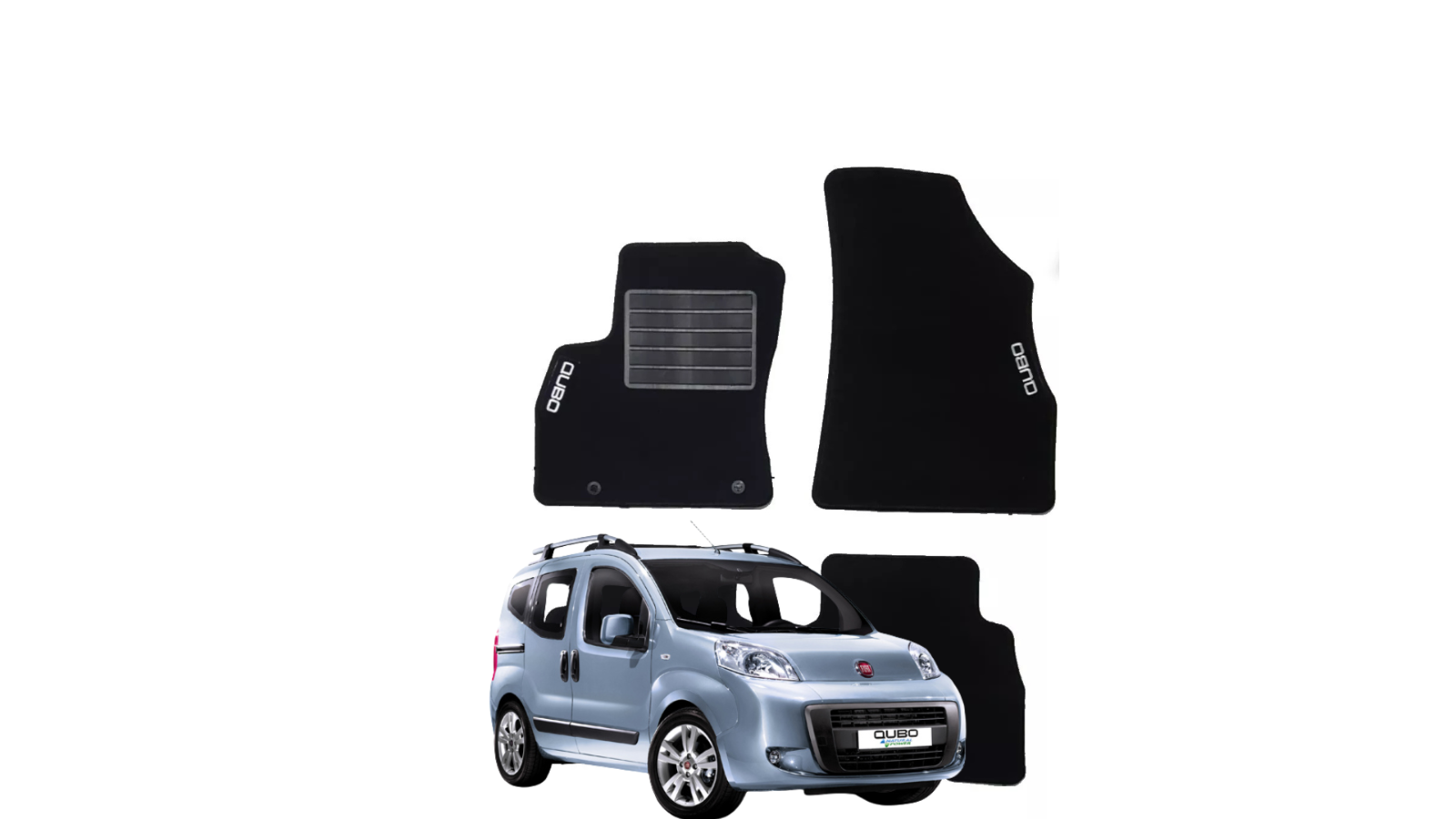 TAPPETINI TAPPETI AUTO IN MOQUETTE SU MISURA CON RICAMO LOGO FIAT QUBO 2008