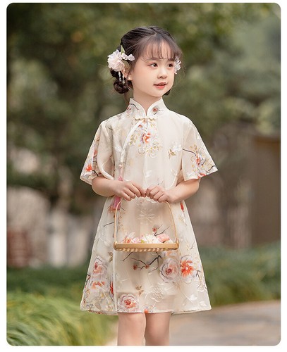 Kinder Sommer Kurzarm Cheongsam Rock Kinder Hanfu - Bild 20 von 22