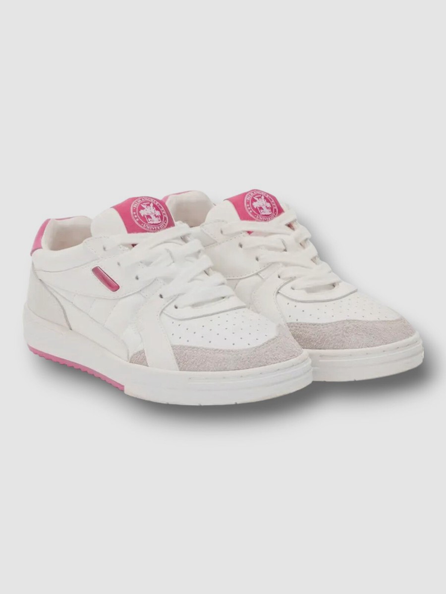 PALM ANGELS ハム1ロトッフスニカ PMIA100F24LEA001 0101 $536 Palm Angels Women's White University Low Top Sneaker