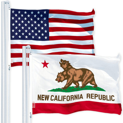 Combo Pack: USA American Flag 3x5 Ft 150D Printed Stars & New California