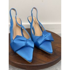 Blue Bow Slingback Heels - Womens
