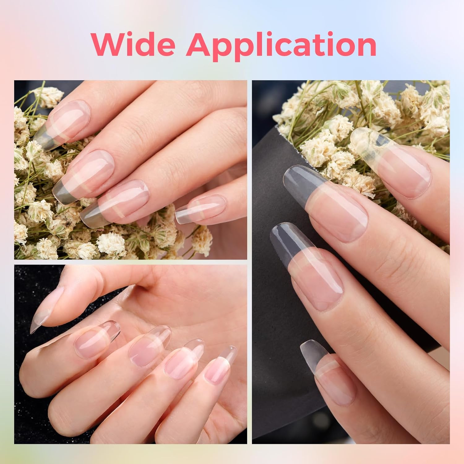 Builder Gel for Nails, 60G Clear Hard Gel for Nail Extension with 10 Nail Forms,