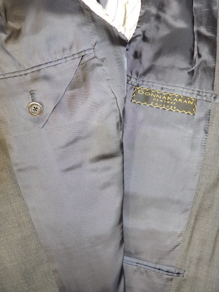 Donna Karan Mens Suit 42r 36 X 28 Light Gray Slim Fit Poly Rayon Elastaine T#307 - Image 4 of 4