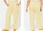Torrid Plus 5 Yellow Stripped Elastic Waist Drawstring Linen Blend Pants Size 4P — photo 1