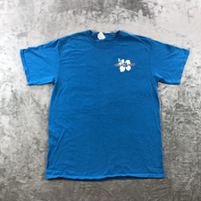 Trader Joe's Port  Company Shirt Mens Medium Blue Hibiscus Graphic Tee Tropical