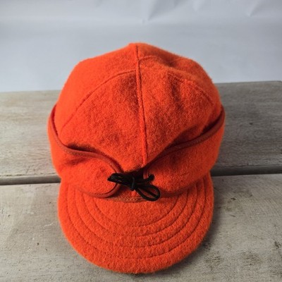 The Original Stormy Kromer Cap Orange Wool Trapper Hunting Hat Size 7 1/8  USA 