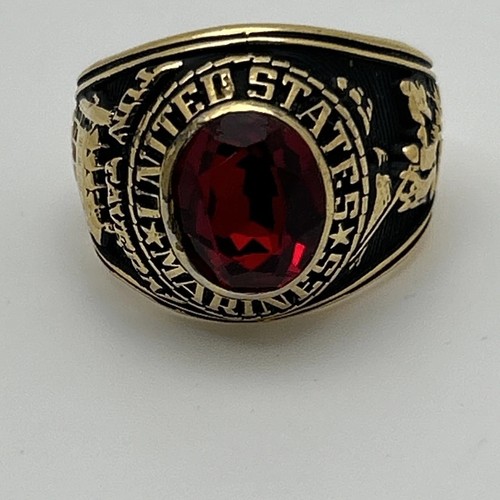 MARINE CORPS TUN TAVERNE MILITÄR VERGOLDET simulierter RUBIN RING GRÖSSE 13 - Bild 2 von 7