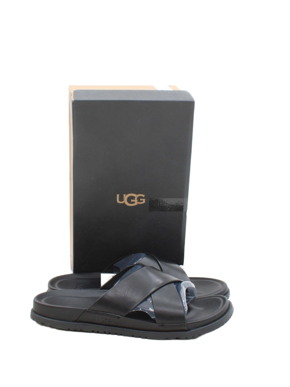 Sandali uomo UGG UK 10 in pelle nera con altro cursore