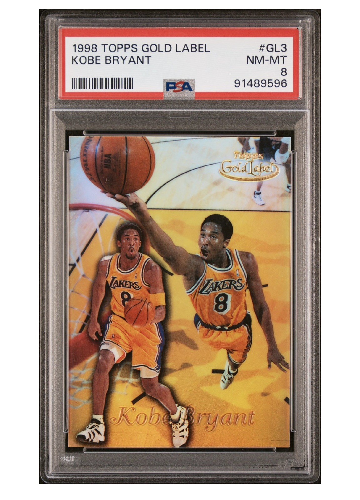 1998-99 TOPPS GOLD LABEL #GL3 KOBE BRYANT LAKERS HOF PSA 8 view 5