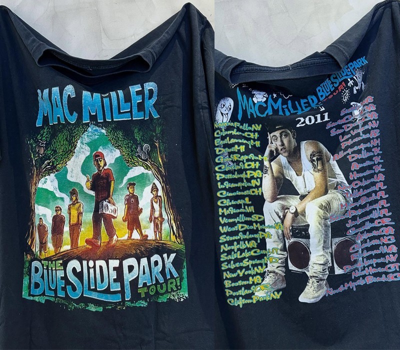 Mac Miller ‘The Blue Slide Park’ Tour 2 sided Black T shirt Heavy Cotton NH26860