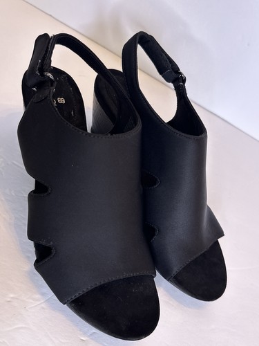Bandolino Galedale Womens 8.5M Black Fabric Slingback Wedge Sandals Shoes - Picture 9 of 11