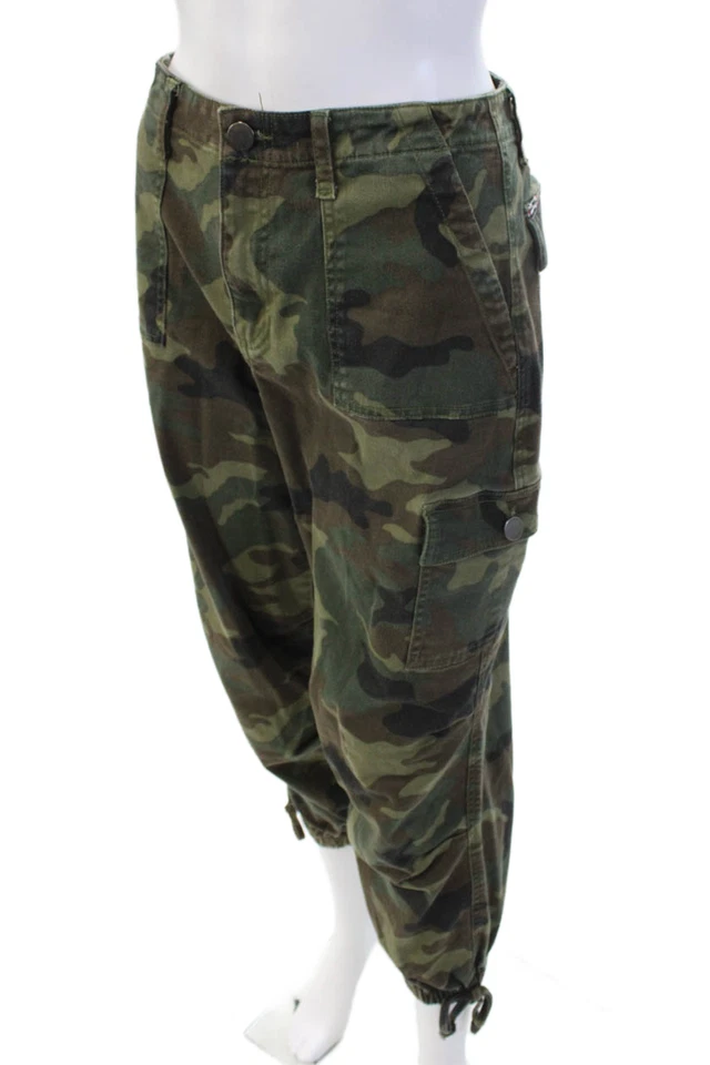 Pantalones de chándal cargo Alice + Olivia para mujer verde camuflaje detalle de botones talla 27 Foto 2 de 4