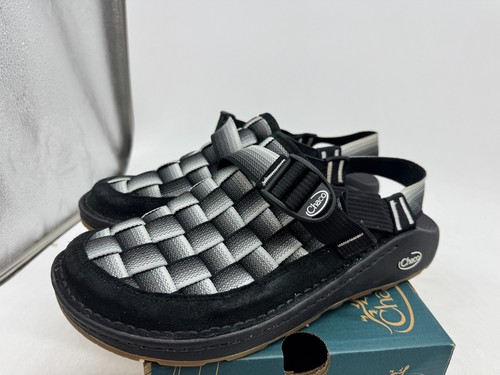 Chaco Canyon Woven Clog Men's Fade Black White Rubber Slip-On Round Toe - 11
